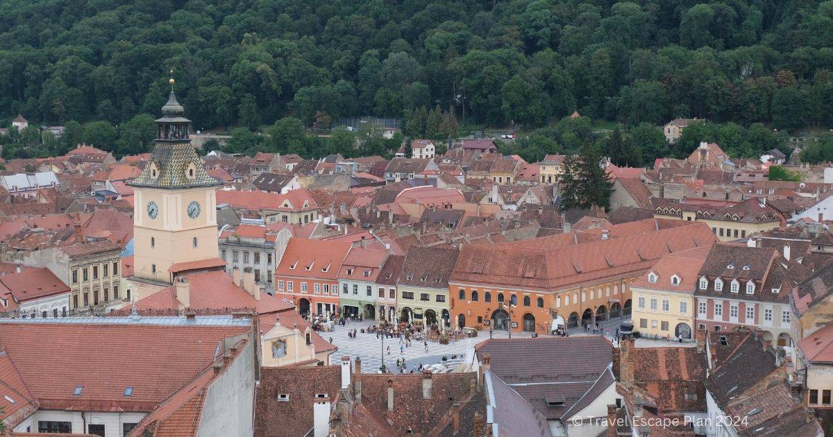 view of Brasov main square from the Black Tower
