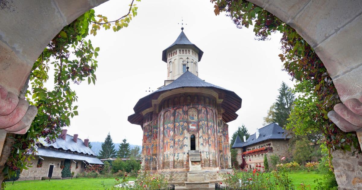 Painted Orthodox Church in Bucovina, Romania