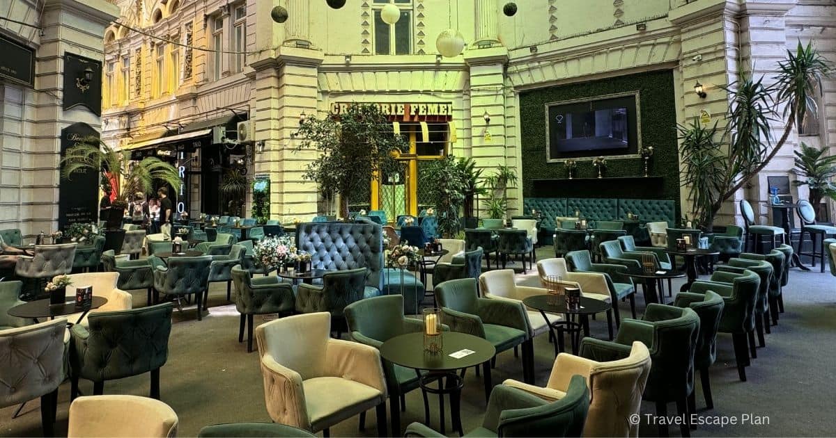 bars and restaurants in Macca-Vilacrosse Passage, Bucharest Old Town