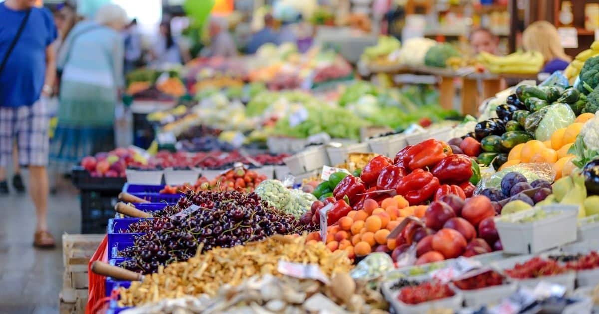 fruit and vegetables at a market