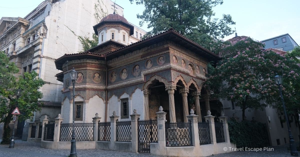 beautiful exterior of the Stavropoleos Orthodox Church in Bucharest Old Town