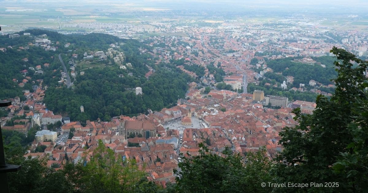 panoramic view of Brasov Old Town from Tampa Mountain