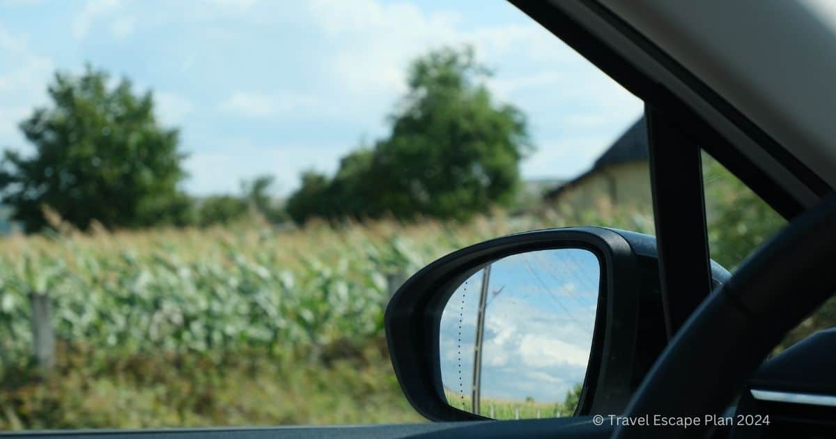 side car mirror through the front passenger seat window